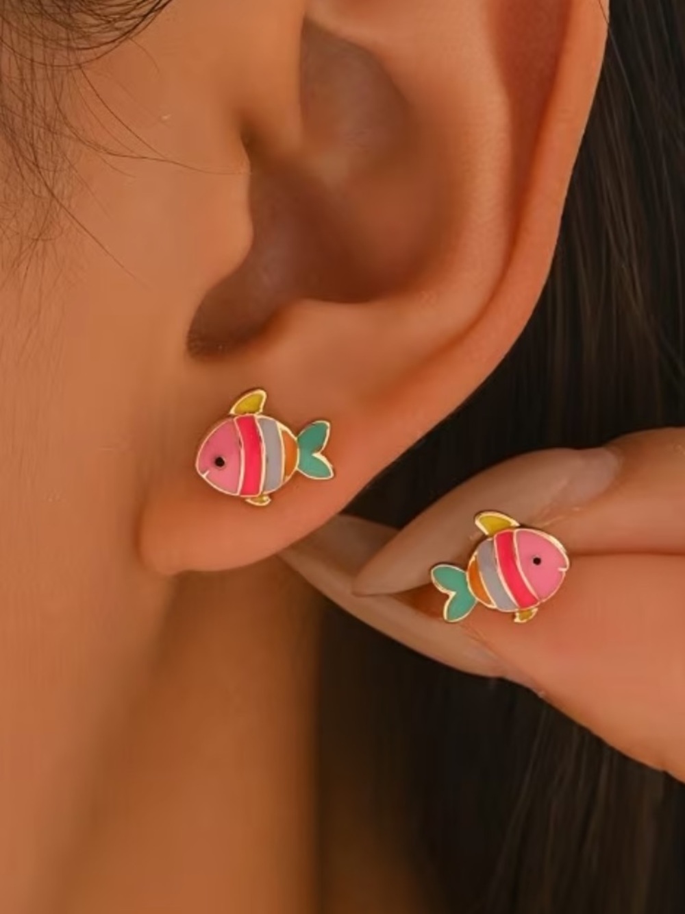 Rainbow Fish Stud Earrings
